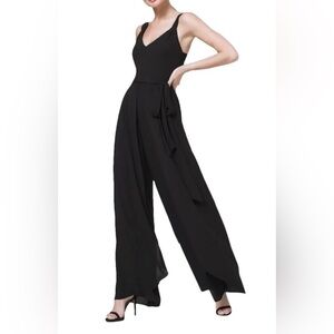 White House Black Market Black Slit-Detail Wide-Leg Jumpsuit Sz 8‎ NEW WITH TAGS